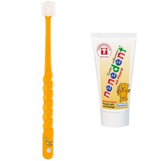 Dentinox 兒童360度牙刷+含氟牙膏 草莓味, 橘色, 1組