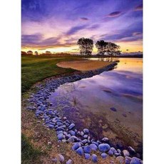 KMELLIE 3D 鑽石畫 DIY 套組 紫羅蘭河 30 x 45 cm, 混合顏色, 1套