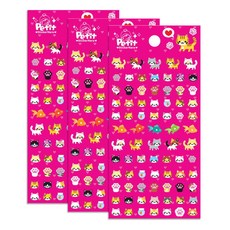 쁘띠팬시 큐티냥코 팬시스티커, 혼합 색상, 3개