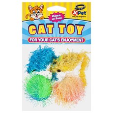 엑스펫 조각보 생쥐와 공 고양이 장난감, 혼합 색상, 4개