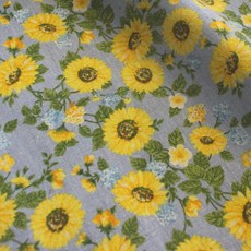 Leuhome 亞麻棉 小雛菊圖案布料, 藍色