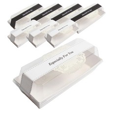 長方形飯盒組 白色, 1套, 容器 8p + 透明蓋子 8p + 桌巾 8p + 黑色條形貼紙 4p + 白色條形貼紙 4p