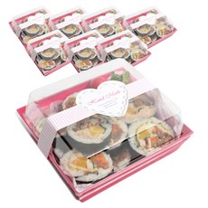 方形飯盒組 粉色, 1套, 帶蓋容器 8p + 心形貼紙 8p