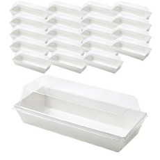 Picnic House 三明治底座長方形白色一次性便當盒, 1套, 容器 20p + 透明蓋 20p