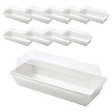 Pikeunikhauseu 三明治長方形白色便當容器, 1套, 容器 10p + 透明蓋 10p