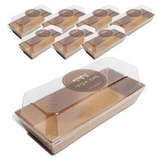 피크닉하우스 샌드받침 직사각 크라프트 일회용 도시락통 세트, 1세트, 용기 8p + 투명뚜껑 8p + 선생님 맛잇게 드세요 원형 스티커 8p