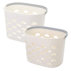 River Green 多功能提把置物籃 象牙白+白色 2入, 1套