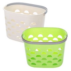 River Green 多功能提把置物籃 象牙白+綠色 2入, 1套, 象牙白, 綠色