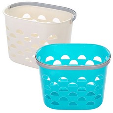 River Green 多功能提把置物籃 象牙白+藍色 2入, 1套, 象牙白, 藍色