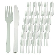투고팩 위생 개별 포장 백색 일회용 포크 30p + 나이프 30p 세트, 1세트