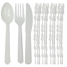 TOGO PACK 衛生獨立包裝白色一次性湯匙100p+叉子100p+刀100p套裝, 1組