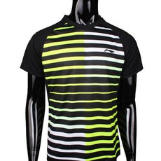 LI-NING 男款短袖條紋羽毛球服 AAYL119-4