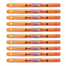 유니볼 미쯔비시 프로퍼스 일반 형광라인 PUS-102T 형광펜, 오렌지, 10개