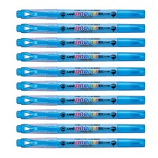 Uni 雙頭螢光筆 PUS-102T, 藍色, 10個