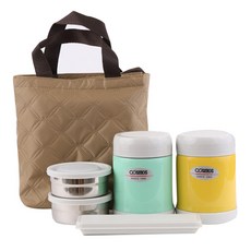 cosmos 保溫雙人飯盒 410ml+410ml, 混色, 1套