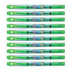 유니볼 미쯔비시 프로퍼스 일반 형광라인 PUS-102T 형광펜, 그린, 10개