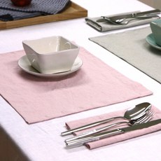 LEV LIFE 天然染色15支亞麻廚房巾 L, 淡粉色, 1個