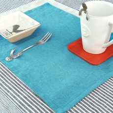 LEV LIFE 天然染色 15支紗亞麻廚房巾 M, 藍綠色, 1個