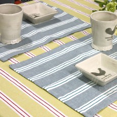 LEV LIFE 水洗亞麻條紋廚房巾 S, 灰底白 + 藍條紋, 1個