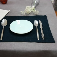 10X10 8支染色亞麻餐巾布 L號, 黑色的, 1個