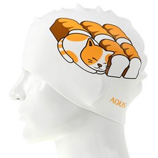 AQUS 成人矽膠吐司貓泳帽 AC1801, WHT(白色), 1個