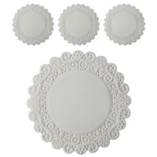 에이드엘 실리콘 도일리 컵받침 4p, 화이트, 4개