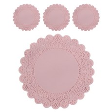 에이드엘 실리콘 도일리 컵받침 4p, 핑크, 4개