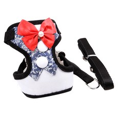 Pinkmango 犬用蝴蝶結造型胸背帶+牽引繩組 S號, 1個, 藍色