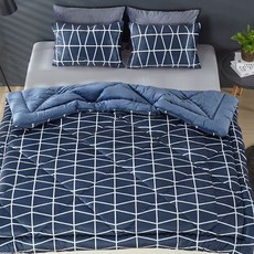 BODRE 經典網紋超細纖維薄被, 海軍藍色