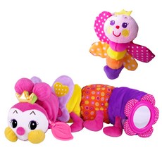 꿈나라 국민 애벌레 애착인형 + 손목 딸랑이, 핑키, 1개
