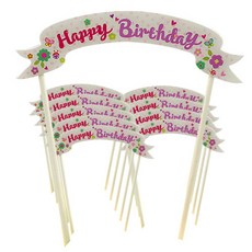 파티팝 생일파티초 케익데코픽 해피버스데이, 플라워, 10개입