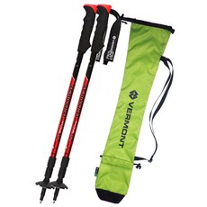 VERMONT 立式3層登山杖 2入+收納袋, 棒（混色），小袋（綠色）