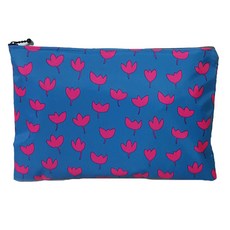 Design's all 雙面防水尿布袋拉鍊, 粉色小花款 藍色