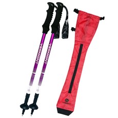 VERMONT TONUS 3節登山杖 2入 + SIKO 登山杖收納袋, 登山杖(紫色), 收納袋(紅色)