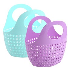 River Green十字圓點沐浴籃 天藍色+紫色, 2件, 天藍+紫