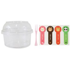 沙拉杯 16入+圓頂蓋 16入+動物貼紙 16入+迷你叉子 16入, 1套