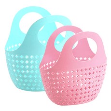 River Green十字圓點沐浴籃 天藍色+粉色, 2件, 天藍+粉色