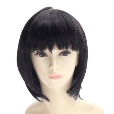 파티팝 파티용품 컬러링 앞머리긴단발머리 가발, 블랙