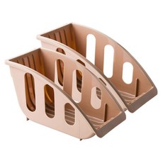 마켓감성 접시 정리함, 2개, 베이지