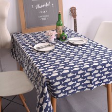 ECODY 鯨魚圖案桌巾, 藍色, 140 x 140 厘米