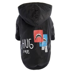ECODY 寵物專用文字印花連帽連身衣, 黑色