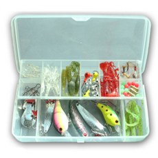 아스펜 민물 바다 겸용 루어 웜세트 대 + 태클박스, 혼합 색상, 1개