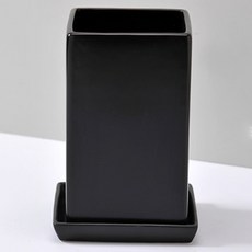 HAPPY WORLD 霧面長方形花盆 + 花盆托盤套組, 黑色