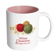 hand FACTORY 聖誕印花馬克杯, 1個, 裡面是淡粉色