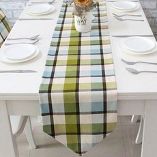 OWL LIVING 格紋方形桌旗, 綠色, 30 x 180 cm