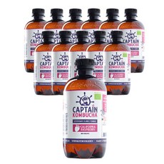 유기농 캡틴콤부차 유산균 탄산음료 캘리포니아 라즈베리, 400ml, 12개입