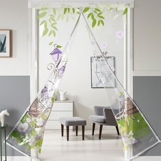 ALTTEURI 無味EVA玄關及房門防風透明塑膠布 公園, 紫羅蘭色,綠色