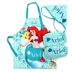 Disney 迪士尼 女童小美人魚圍裙+袖套+頭巾 3件組