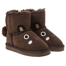 Stoe 孩童小熊造型刷絨中筒靴