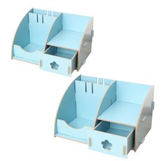 MAKEUP BOX 꽃 DIY 화장품정리대, 블루, 2개